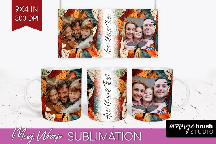 Fall Photo Frame Mug Wrap - Autumn Mug Sublimation