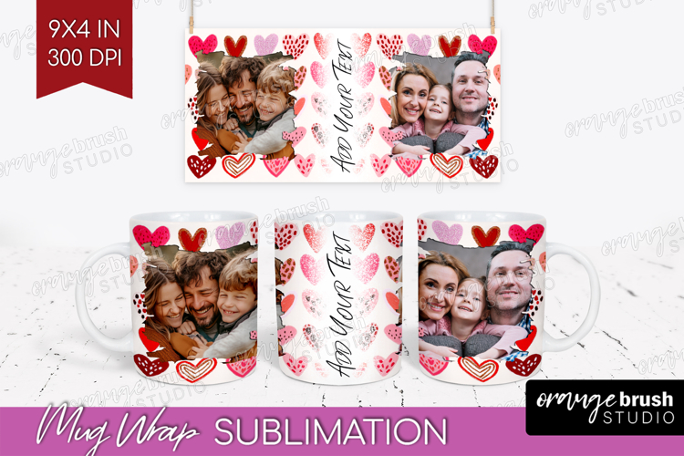 Heart Pattern Photo Mug Wrap PNG - Valentines Day Picture