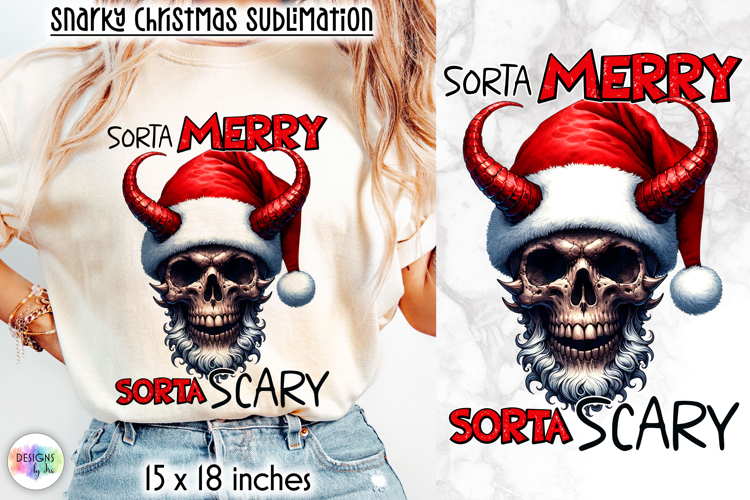 Christmas Skull Snarky Sublimation, Funny Dark Santa PNG