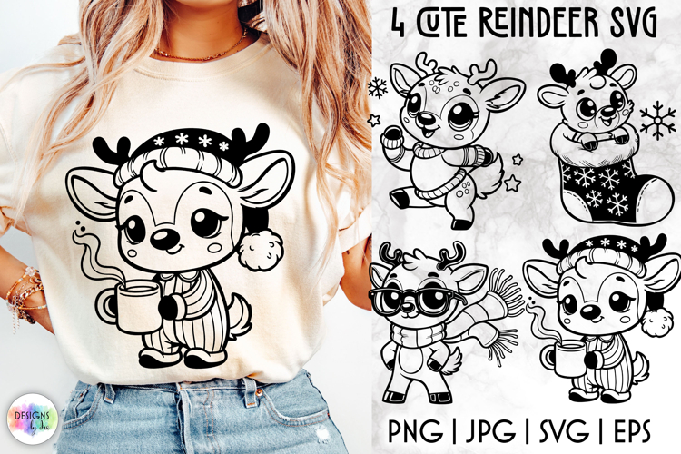 Funny Reindeer SVG, Cute Christmas Reindeer Clipart