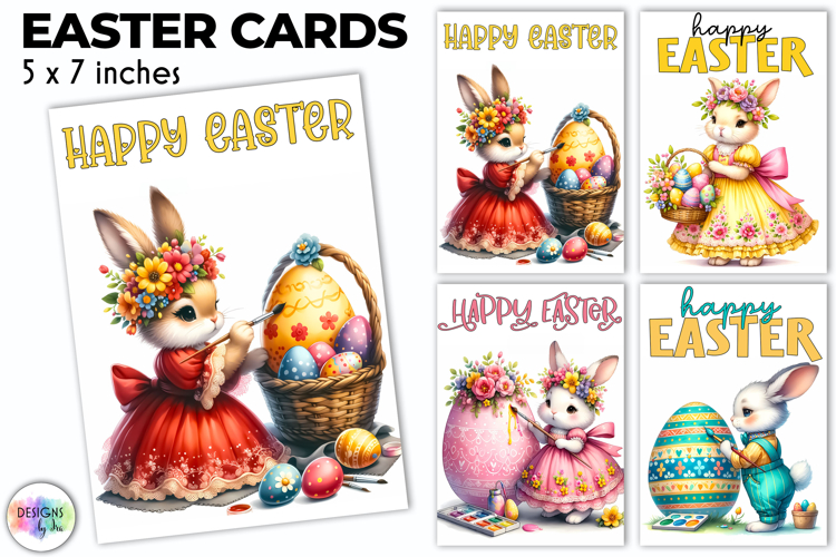 Easter Bunny Greeting Cards Cute Boho Printable, Hippie PNG