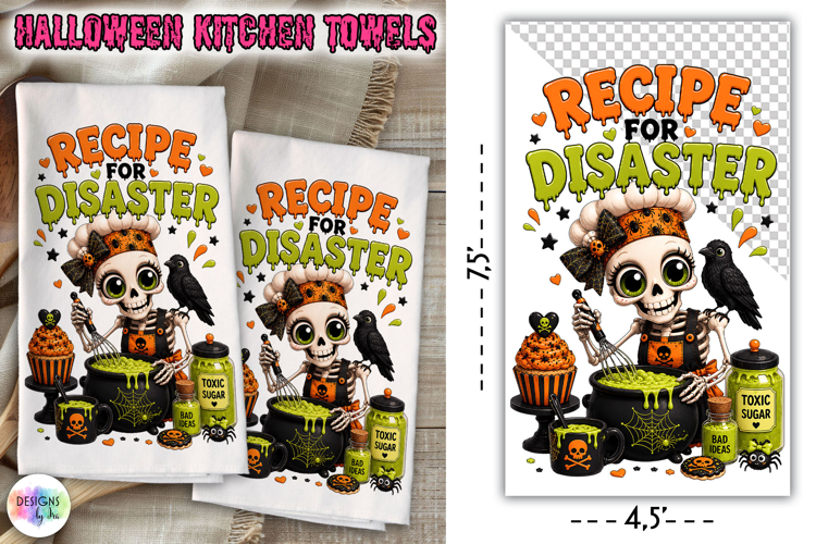 Halloween Kitchen Towel PNG, Recipe For Disaster