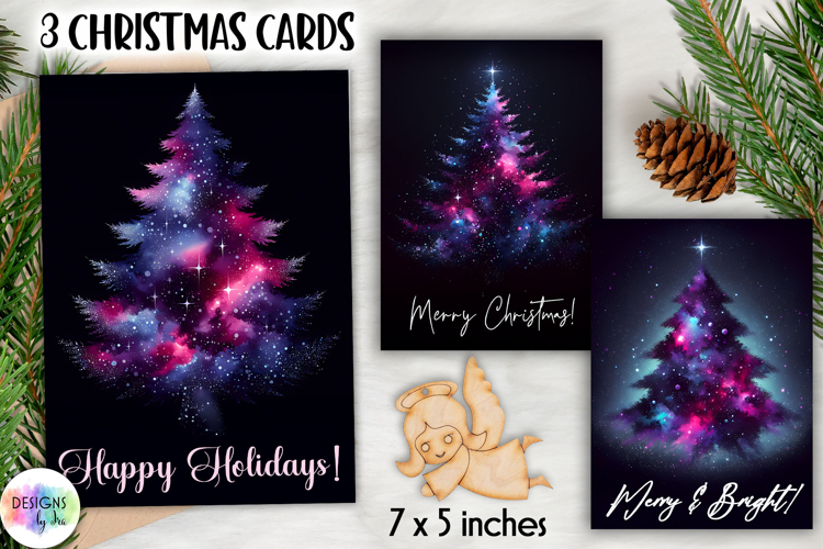 Christmas Tree Greeting Cards, Abstract Christmas Tree Print