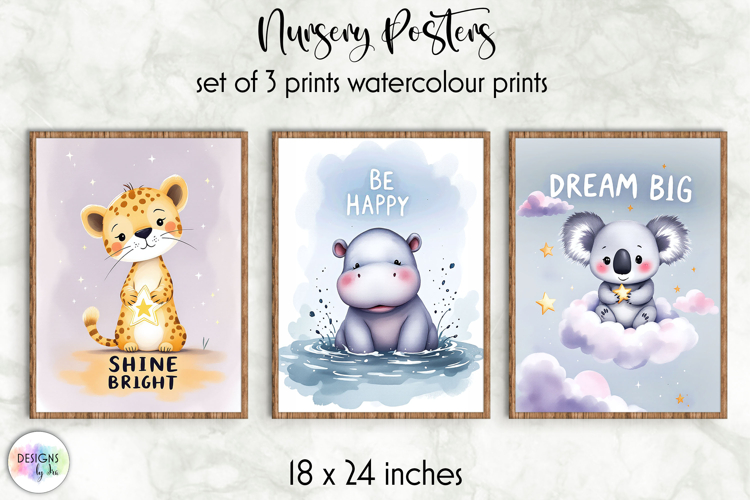 Safari Animal Nursery Wall Art, Motivational Kids Posters