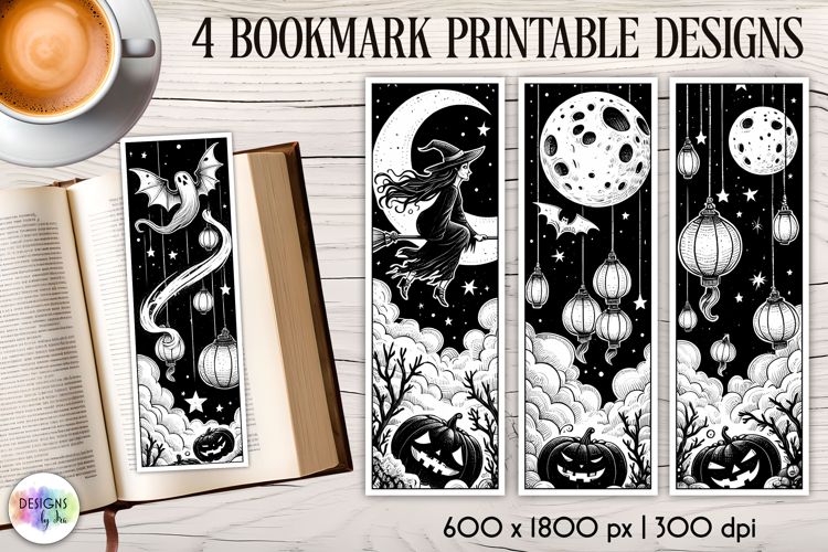 Halloween Bookmarks, Gothic Black and White Bookmarks