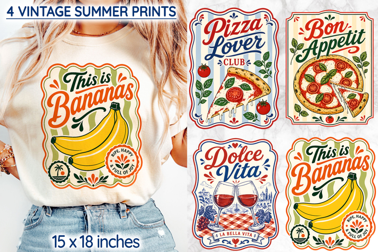 Vintage Pizza Lover Italian Summer Graphics