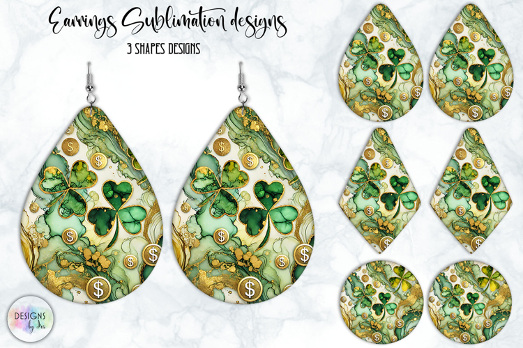 St. Patrick’s Day Earrings Sublimation, Lucky Clover Art