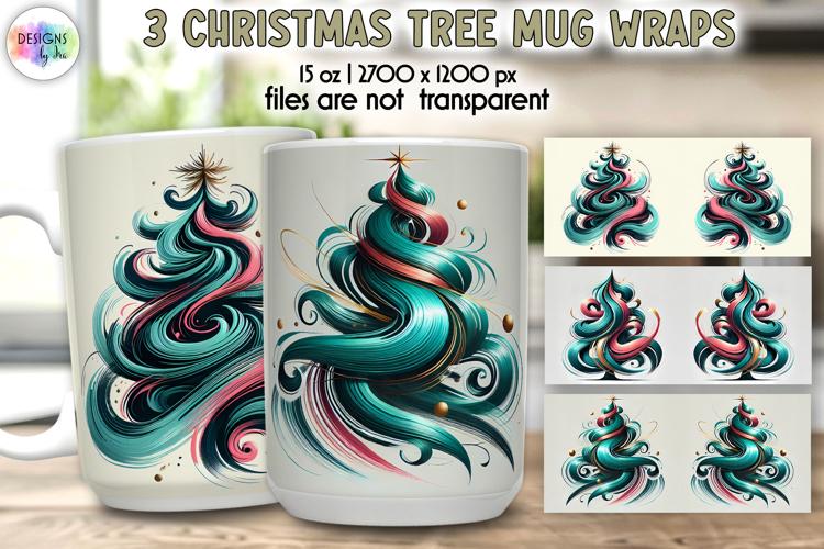 Christmas Tree Mug Wraps, 15 oz Christmas Tree Mug Wrap PNG