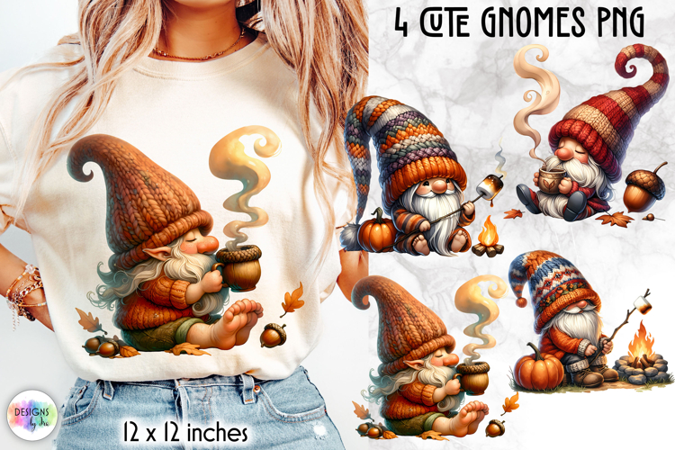 Cute Autumn Gnomes PNG, Fall Harvest Gnome Sublimation