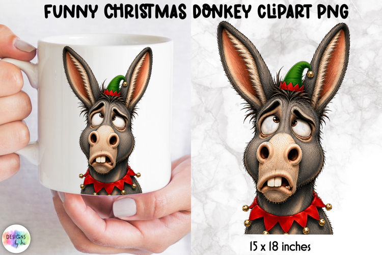 Christmas Elf Donkey PNG, Funny Holiday Clipart