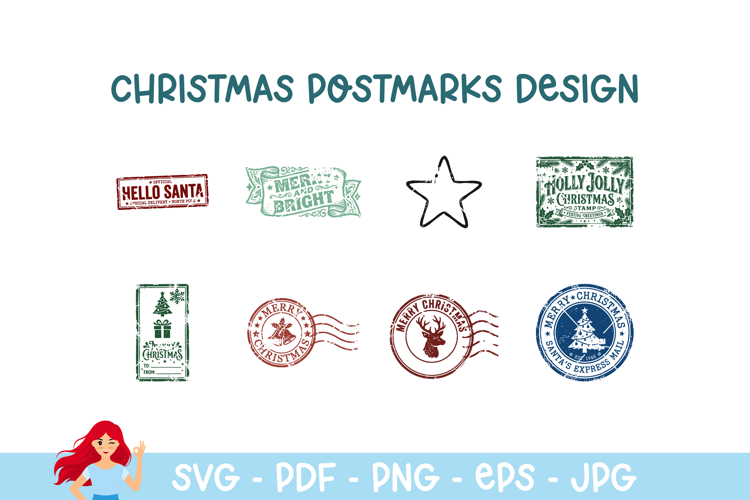 Christmas postmark, mail delivery stamps