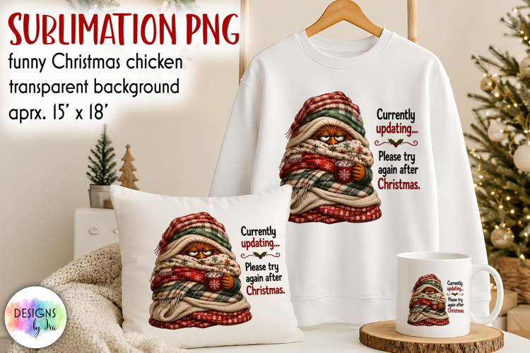 Funny Christmas Chicken PNG, Currently Updating