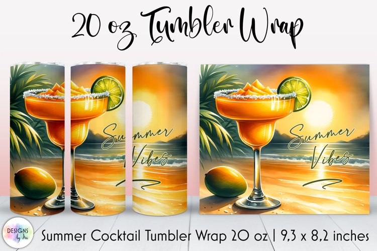 Summer Cocktail Tumbler Wrap, Tropical Summer, Summer Vibes example image 1