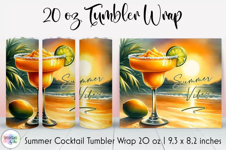 Summer Cocktail Tumbler Wrap, Tropical Summer, Summer Vibes