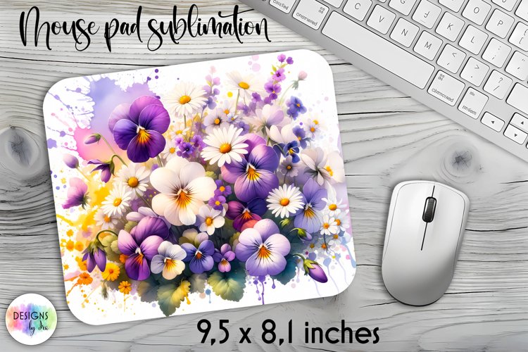 Summer Flowers Mouse Pad. Floral Mouse Pad Design example image 1