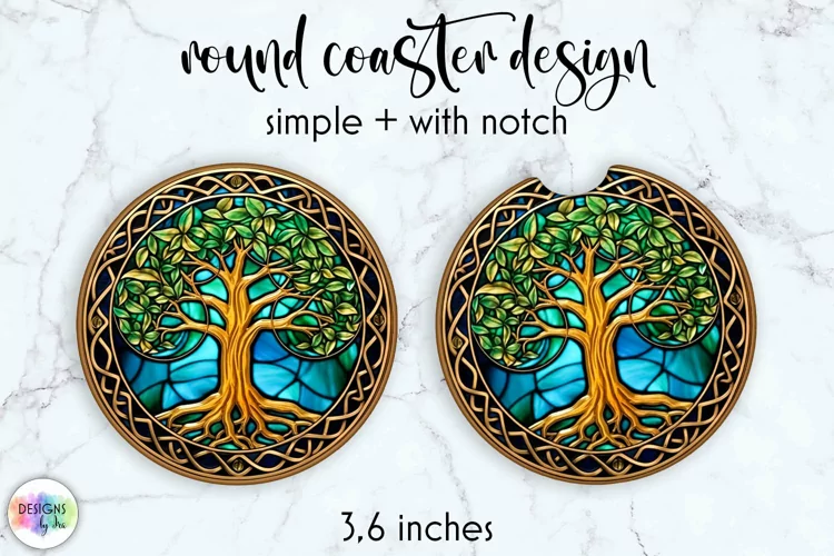 Stained Glass Car Coaster | Tree of Life Coaster