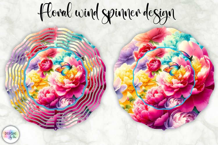 Spring Flowers Wind Spinner | Peony and Sunflowers Design example image 1