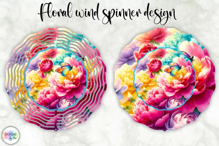 Spring Flowers Wind Spinner | Peony and Sunflowers Design