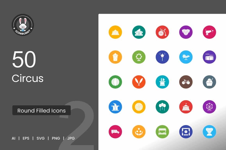 Circus Round Filled Icons