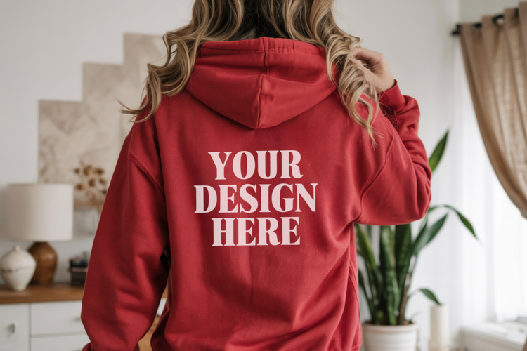red Gildan 18500 Hoodie Mockup ,Cozy Unisex Sweatshirt Mock