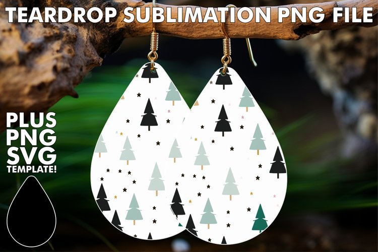 Watercolor Holiday Teardrop Earrings PNG