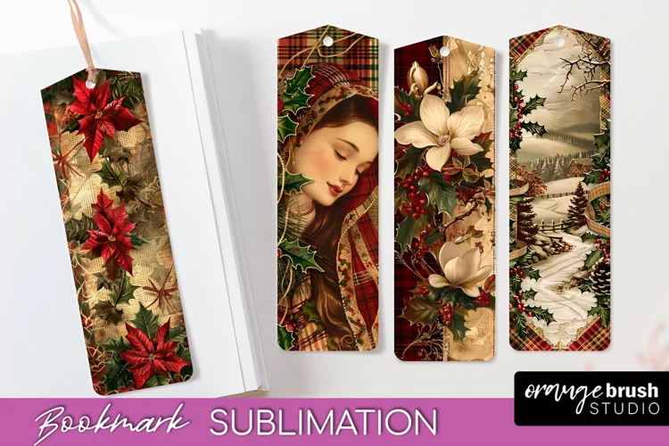 Vintage Christmas Bookmark - Retro Christmas Bookmarks PNG