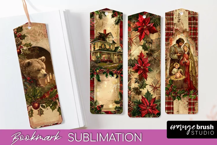 Vintage Christmas Bookmark - Retro Christmas Bookmarks PNG