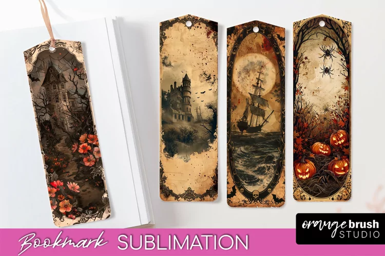 Vintage Halloween Bookmark - Printable Scrapbook Bookmarks