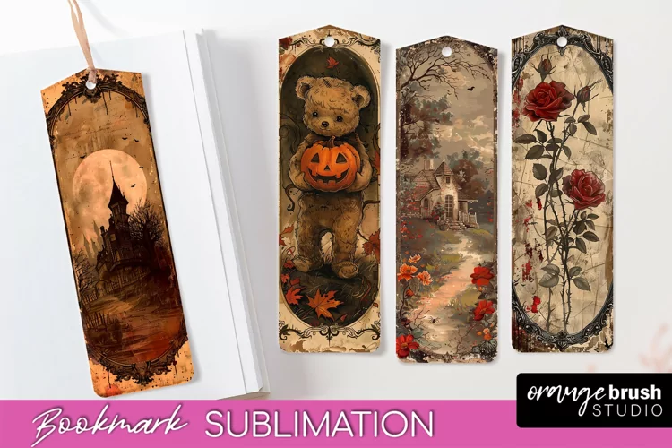 Vintage Halloween Bookmark - Printable Scrapbook Bookmarks