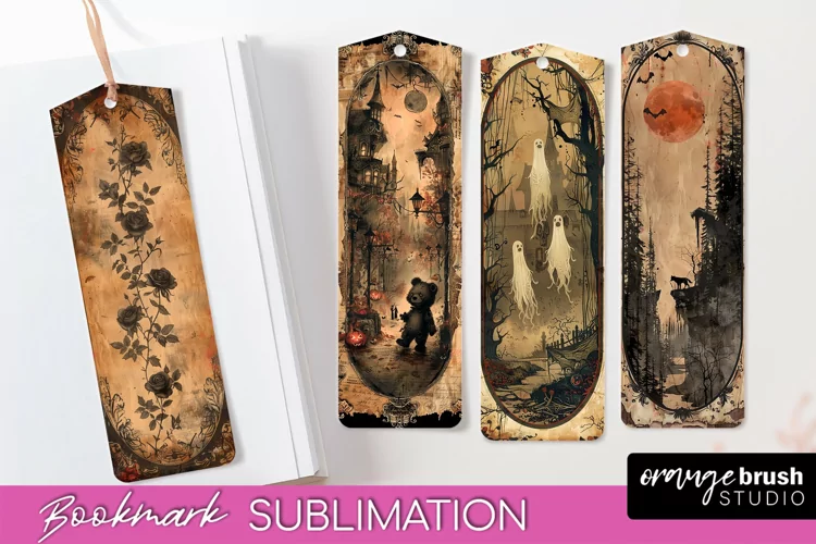 Vintage Halloween Bookmark - Printable Scrapbook Bookmarks