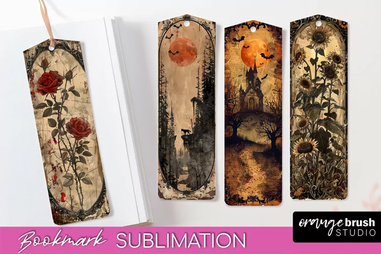 Vintage Halloween Bookmark - Printable Scrapbook Bookmarks