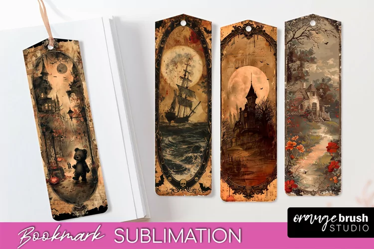 Vintage Halloween Bookmark - Printable Scrapbook Bookmarks