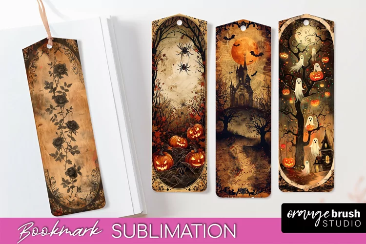 Vintage Halloween Bookmark - Printable Scrapbook Bookmarks
