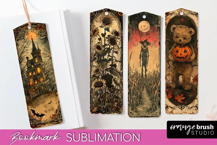 Vintage Halloween Bookmark - Printable Scrapbook Bookmarks