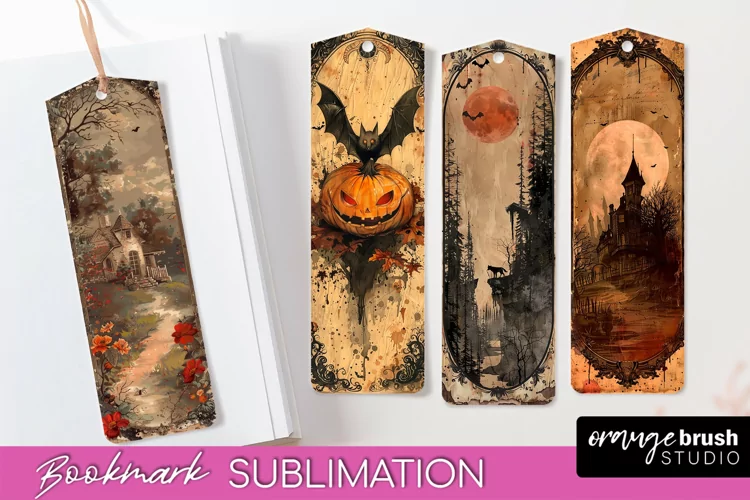 Vintage Halloween Bookmark - Printable Scrapbook Bookmarks