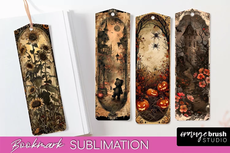Vintage Halloween Bookmark - Printable Scrapbook Bookmarks