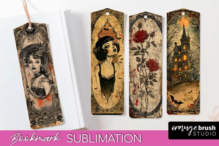 Vintage Halloween Bookmark - Printable Scrapbook Bookmarks