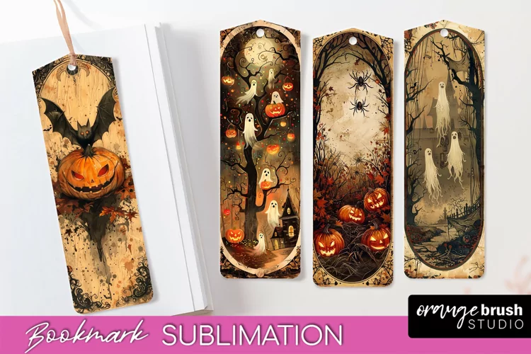 Vintage Halloween Bookmark - Printable Scrapbook Bookmarks