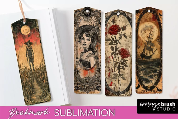 Vintage Halloween Bookmark - Printable Scrapbook Bookmarks