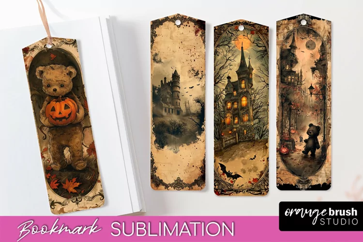 Vintage Halloween Bookmark - Printable Scrapbook Bookmarks