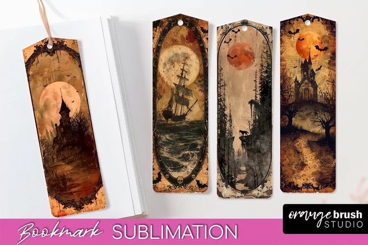 Vintage Halloween Bookmark - Printable Scrapbook Bookmarks