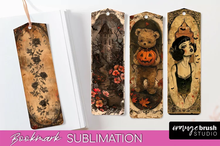 Vintage Halloween Bookmark - Printable Scrapbook Bookmarks