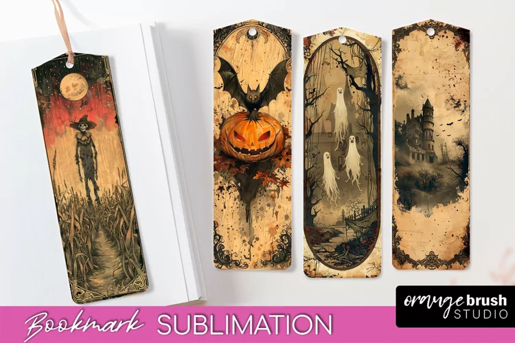 Vintage Halloween Bookmark - Printable Scrapbook Bookmarks