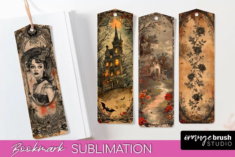 Vintage Halloween Bookmark - Printable Scrapbook Bookmarks