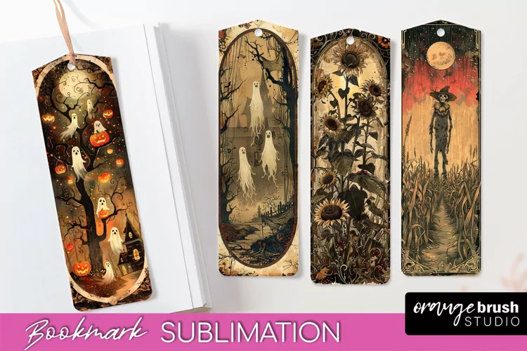 Vintage Halloween Bookmark - Printable Scrapbook Bookmarks