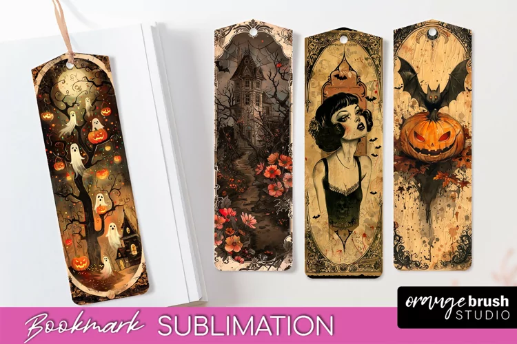 Vintage Halloween Bookmark - Printable Scrapbook Bookmarks