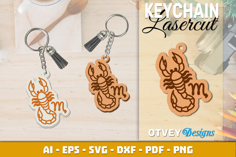 Zodiac Keychain Lasercut | Keychain Design Lasercut example image 1