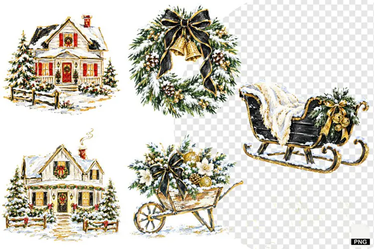 Christmas Farmhouse Clipart