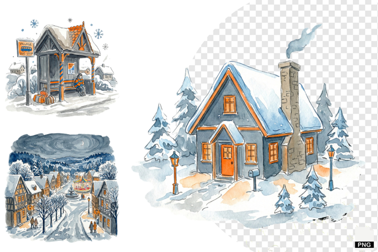 Winter Village Clipart