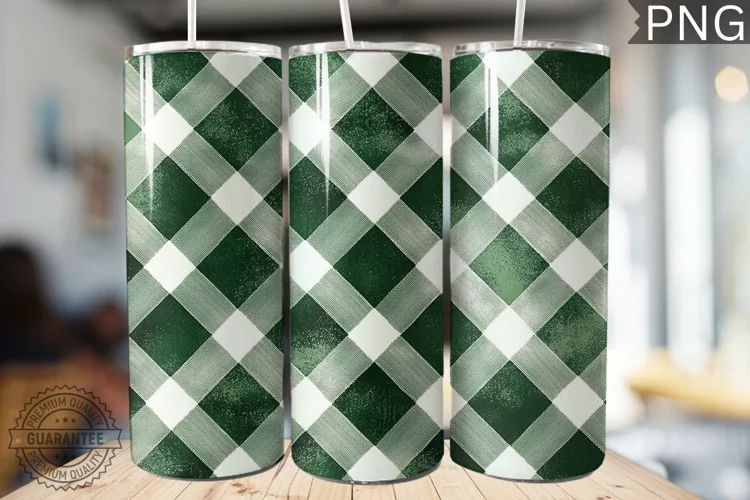 Green Plaid Tumbler Wrap - High Quality 300 Dpi